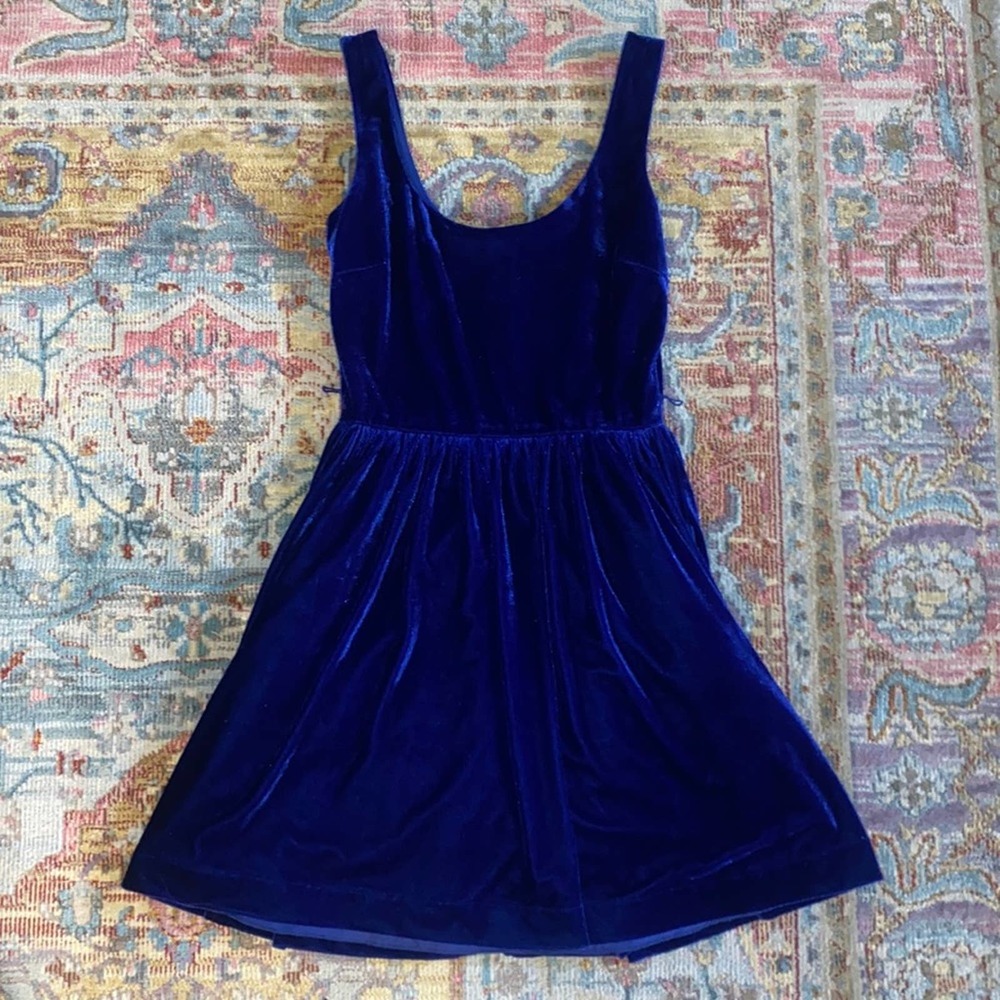 Vintage Y2K Teeze Me Blue Velvet Empire Waist Dress Size 5